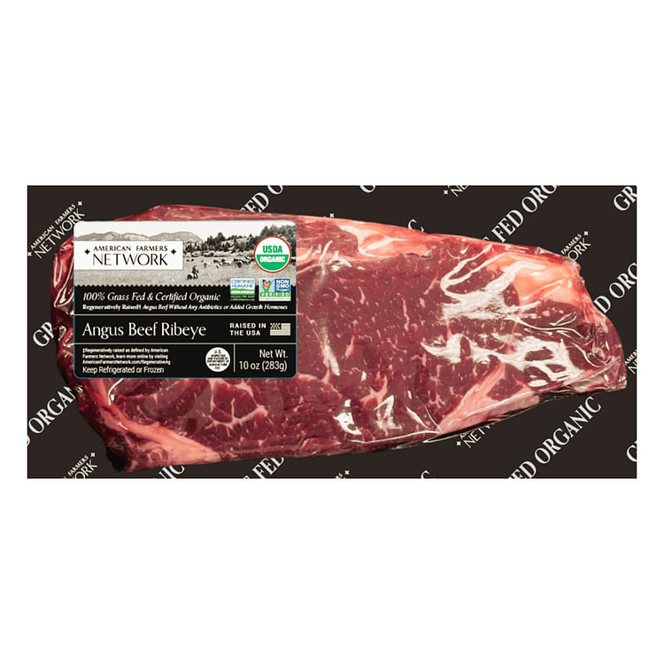 Angus Beef Ribeye Steak, 100% Grass Fed & Certified Organic 10 oz
