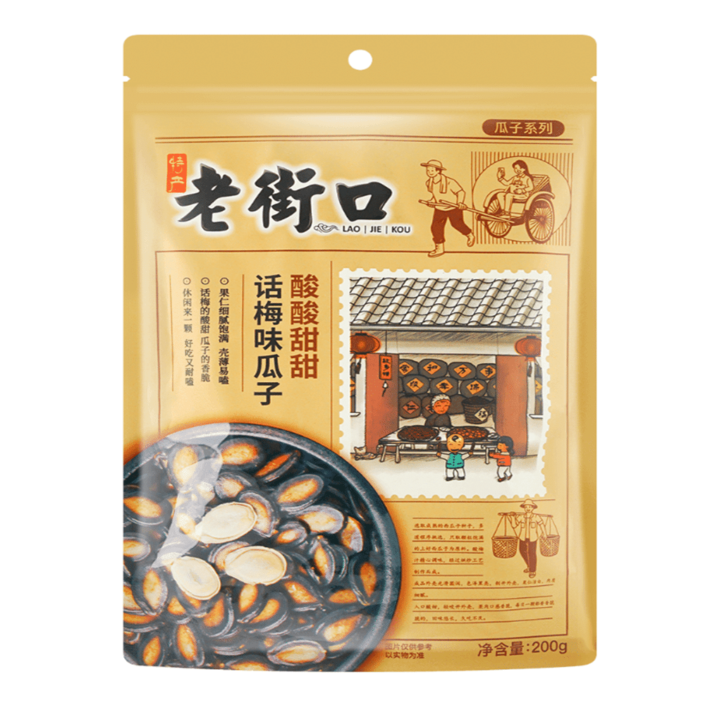 Lao Jie Kou Plum-Flavored Watermelon Seeds in Shell 200 g*60 pack