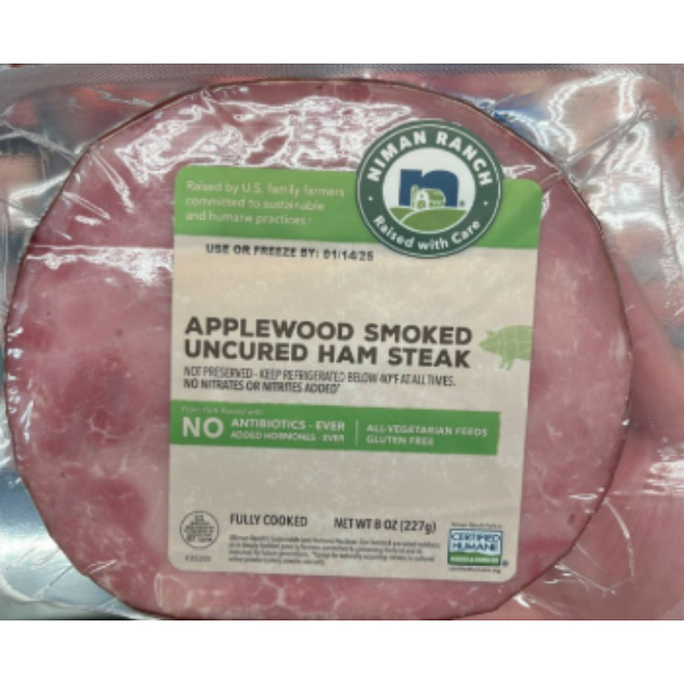 Niman Ranch Applewood Smoked Uncured Ham Thick Steak 8 oz