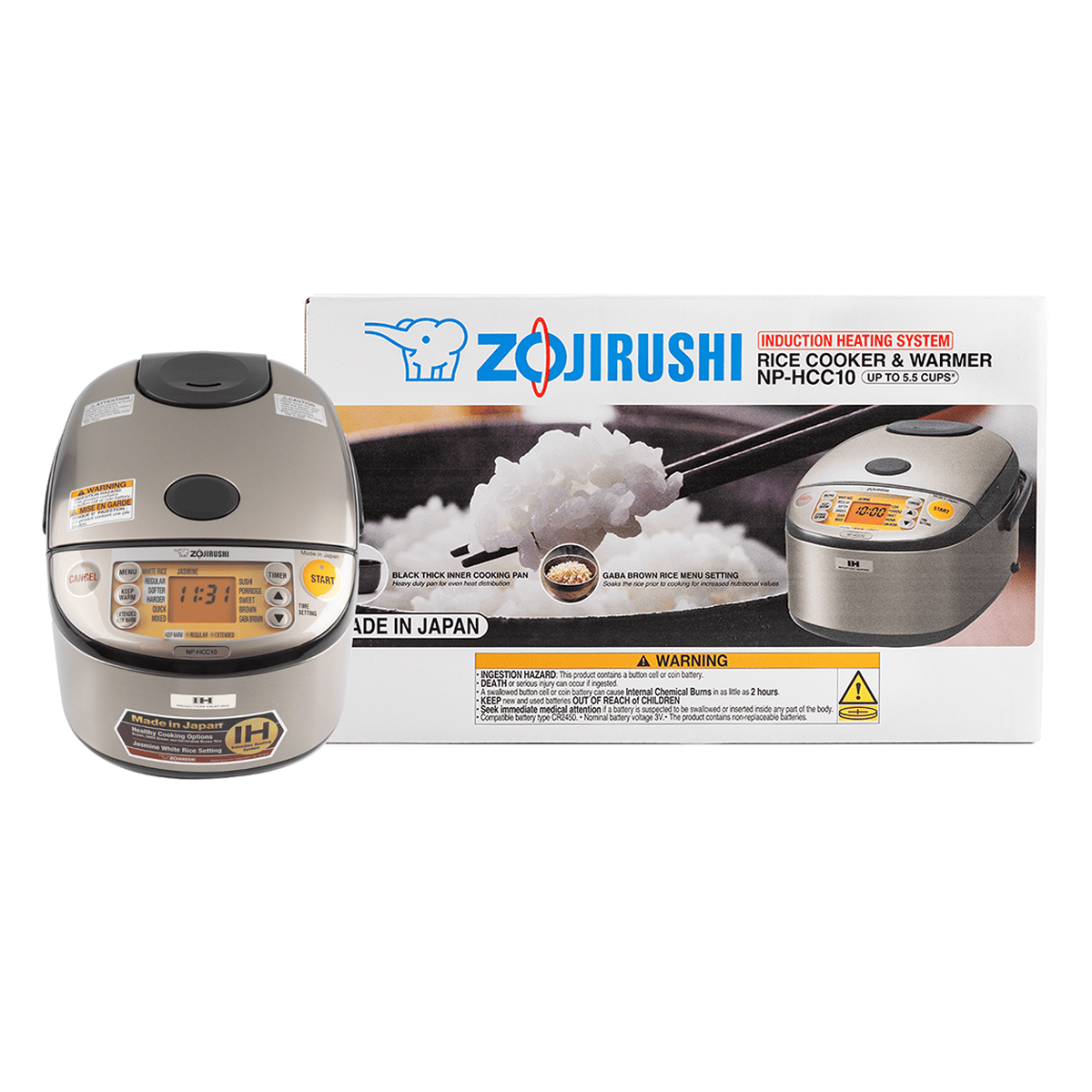 米国対応Zojirushi NP-HCC10 炊飯器 IH式 象印 IH炊飯ジャー グレー NP-HCC10 1 カウント - Weee!