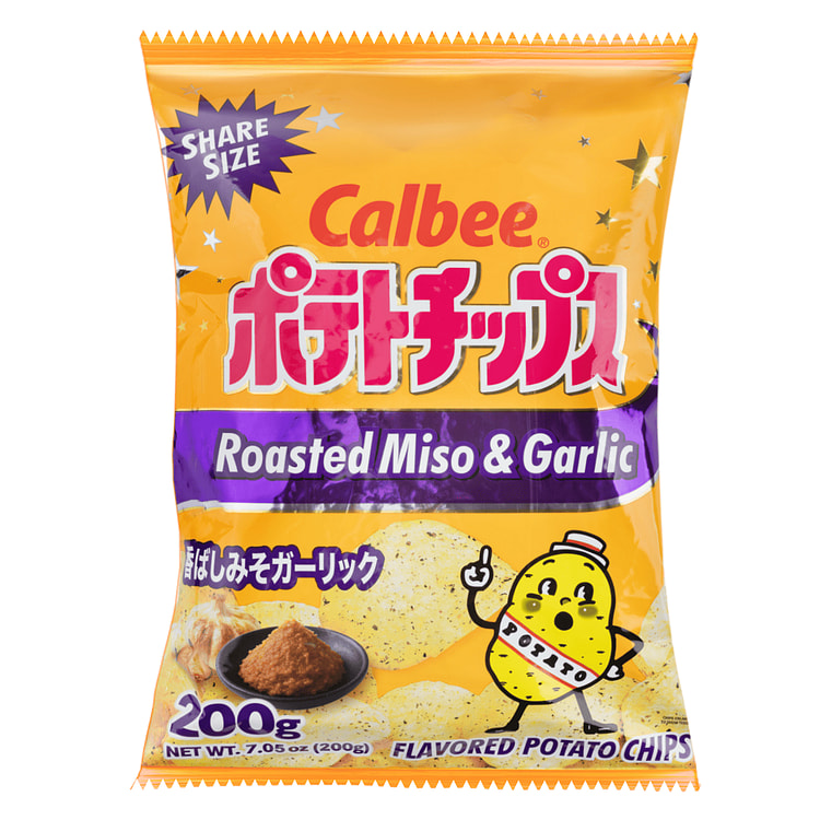 Calbee Potato Chips Roasted Miso & Garlic Large 7.05 oz