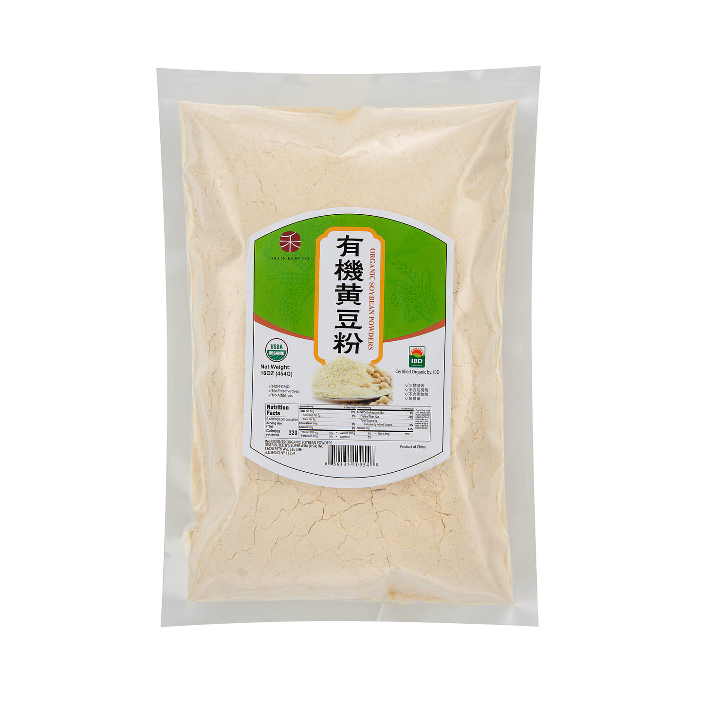 超禾 有机生黄豆粉 454 克