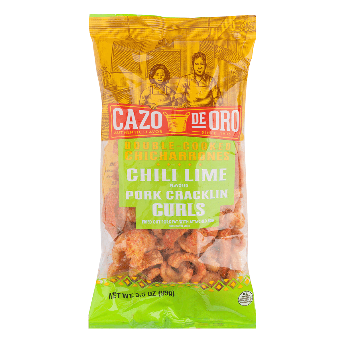 Cazo De Oro Chili Lime Flavored Pork Cracklins Curls 3.5 oz