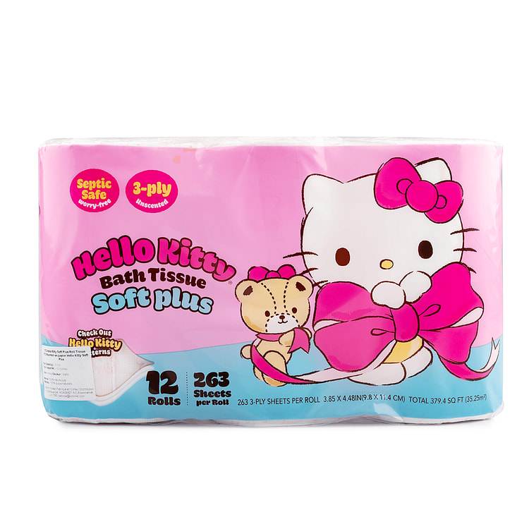 Hello Kitty Soft Plus Roll Tissue 12 Roll 1 each