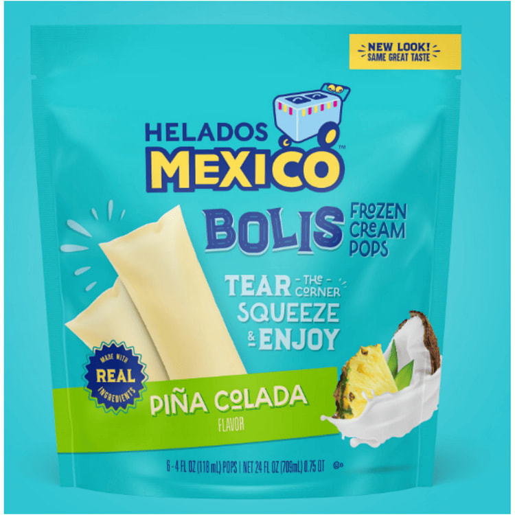 Helados Mexico Bolis Cream Pops Pina Colada Flavor 24 fl.oz
