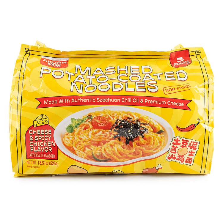 BJ A-Kuan Mashed Potato-Coated Noodles Cheese &amp; Spicy Chicken Flavor Ar