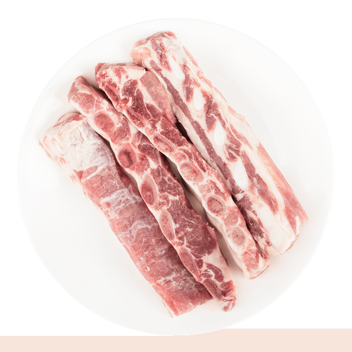 Pork Spare Rib Strips with Soft Bone, End cuts, Frozen 1.5 lb