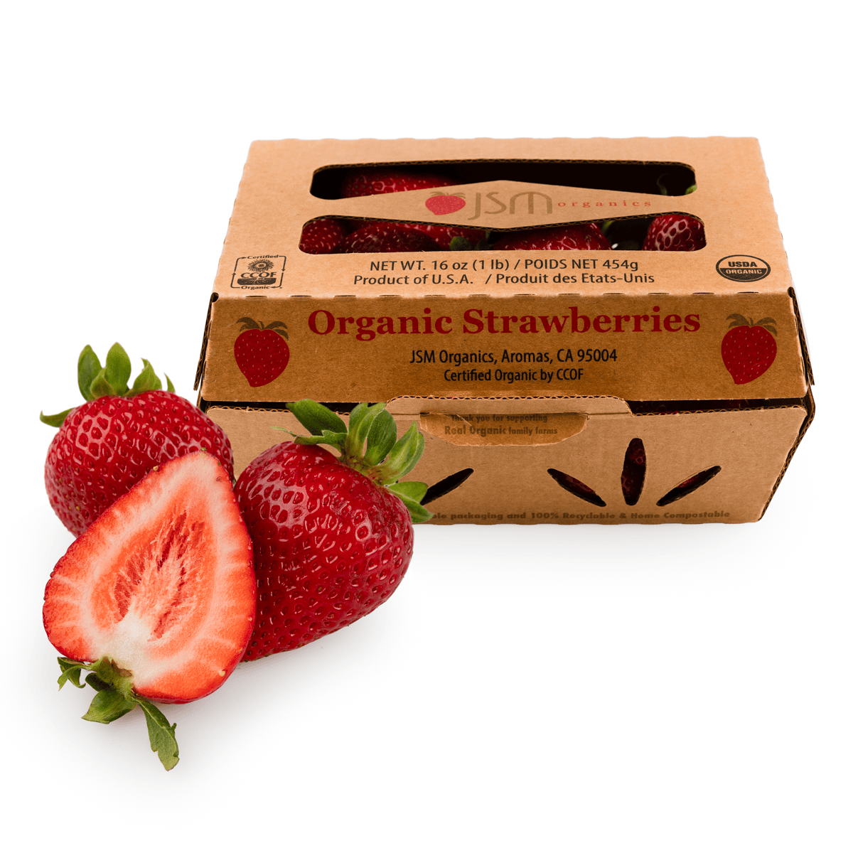 JSM Farms Organic Strawberries 1 lb