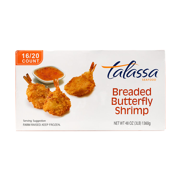 Camarões Empanados Borboleta Talassa , congelados 3 lb