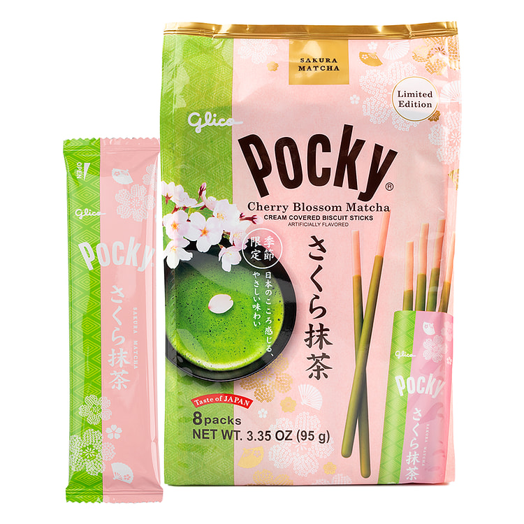Glico Pocky 樱花抹茶限定口味 家庭装 3.35 盎司