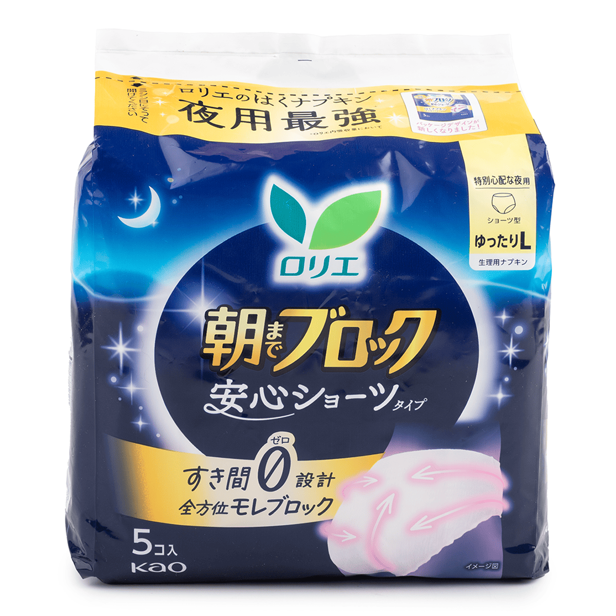 Kao Laurier Super Absorption Sanitary Pad Shorts comfortable size L 5pcs 1 box
