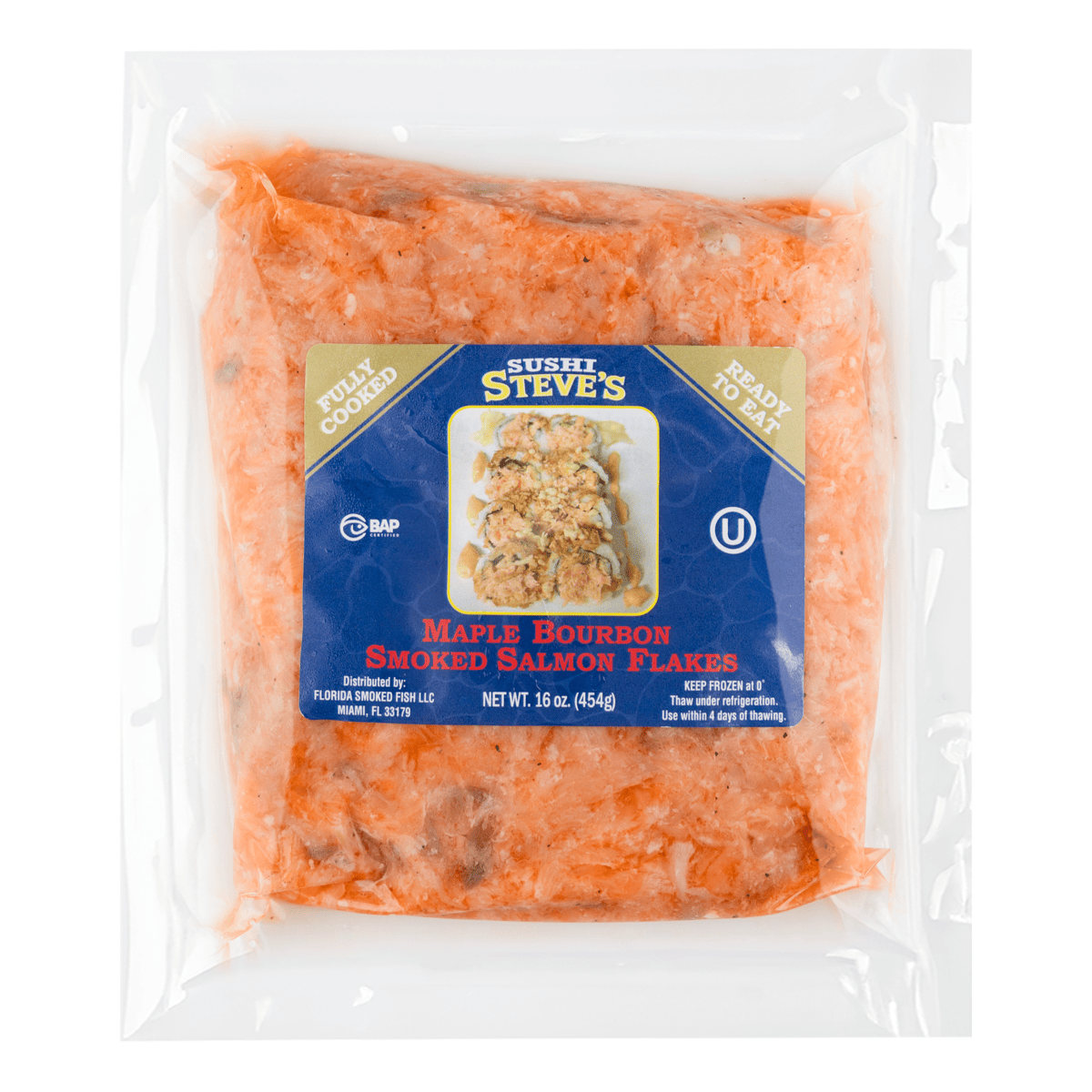 Smoked Salmon Flake - Maple Bourbon Flavor, Frozen 16 oz