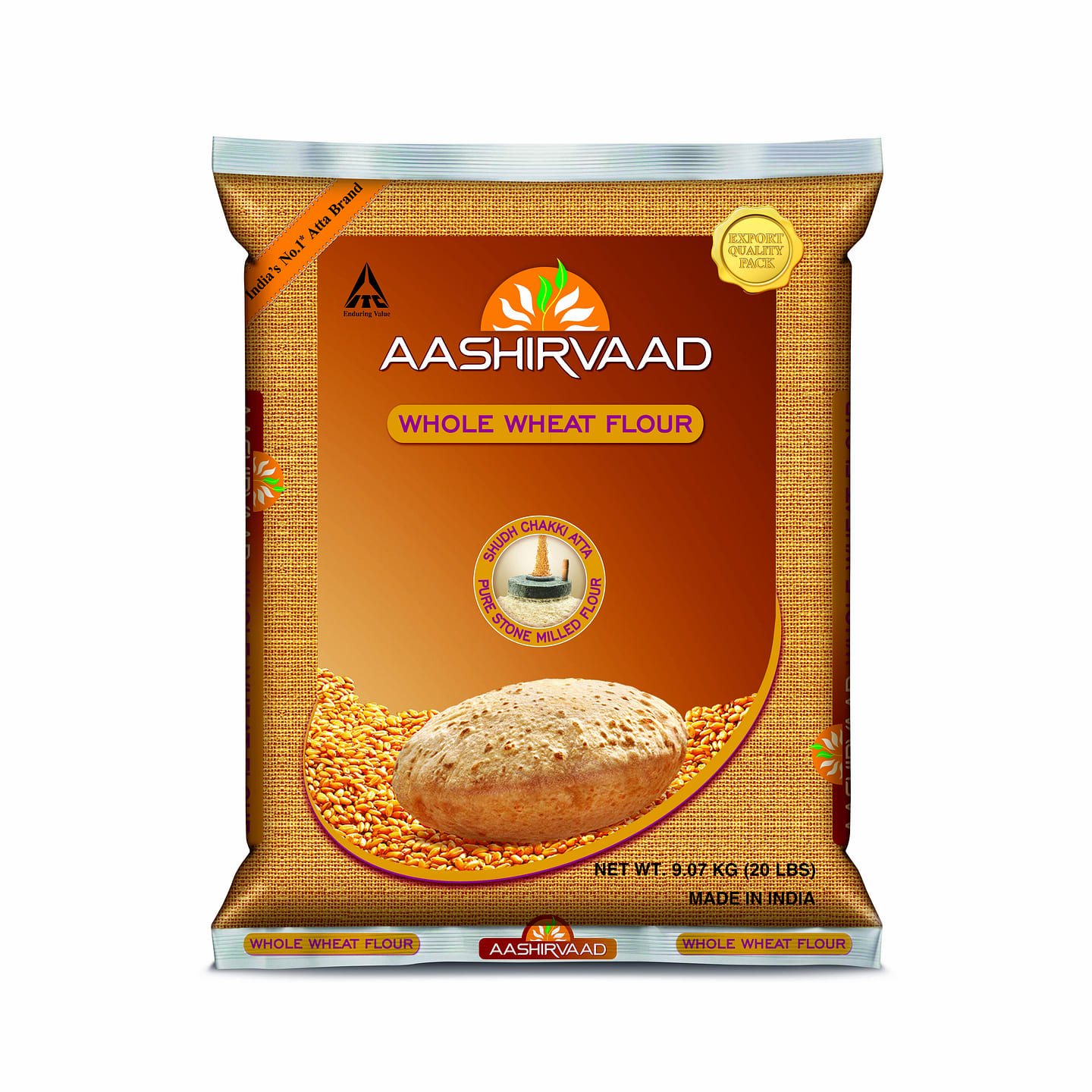 Farinha de Trigo Integral Aashirvaad 20 lb