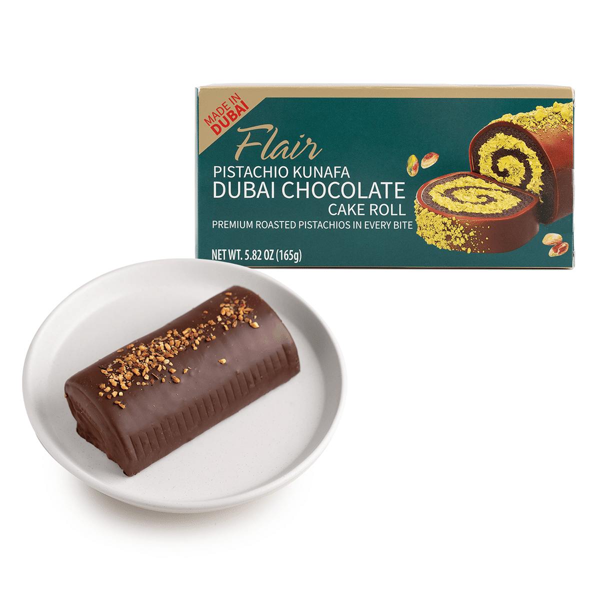 Flair Pistachio Kunafa Dubai Bolo de Rolo de Chocolate (Fabricado em Dubai) 165 g
