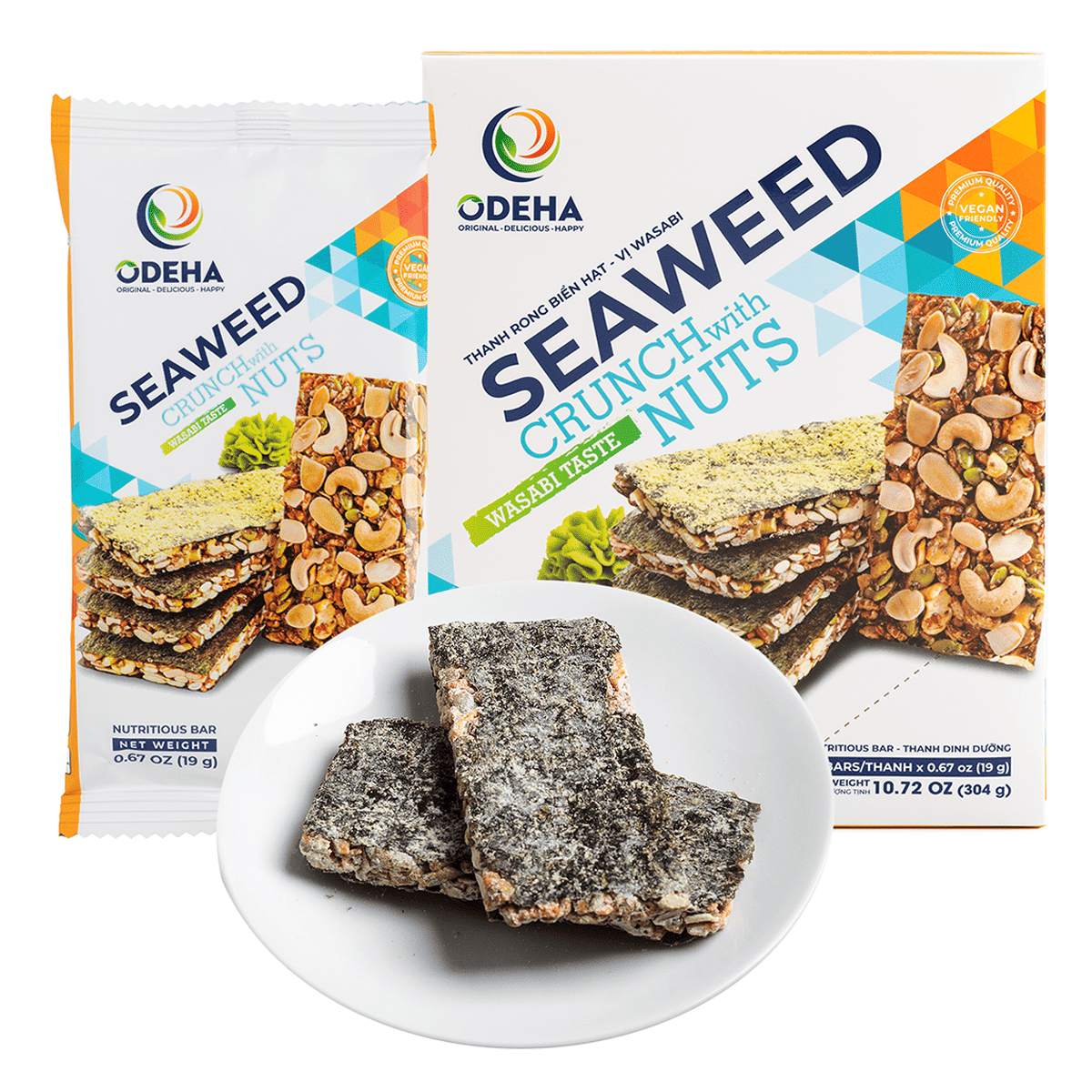 Odeha Crocante de Alga Marinha com Nozes Wasabi - 16 Barras 304 g