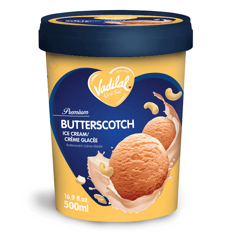 Vadilal Butterscotch Ice Cream Tub 500 ml