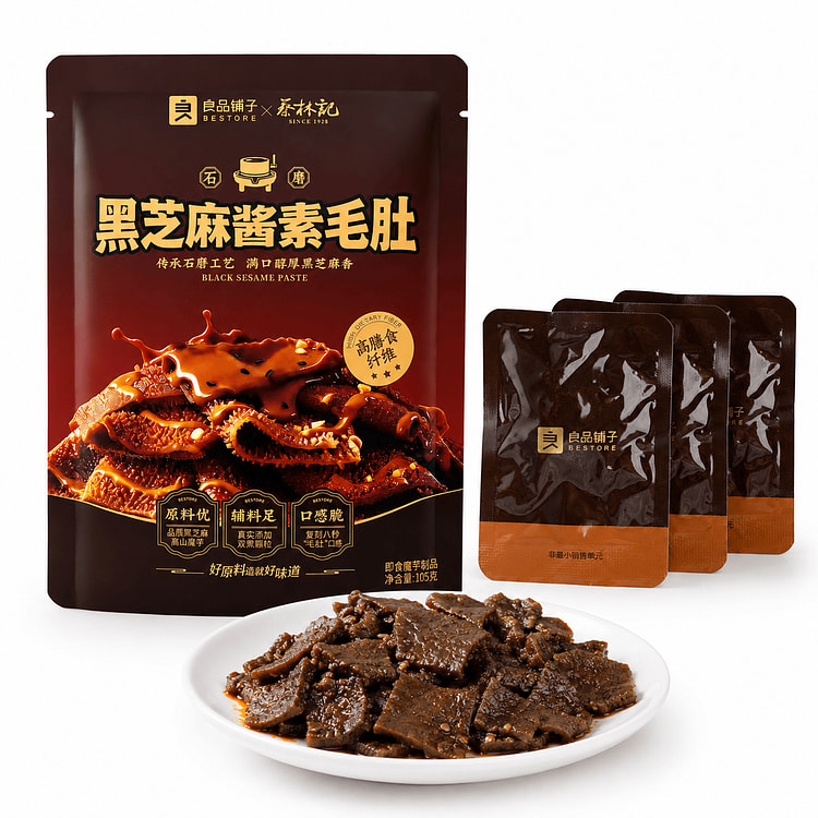 良品铺子x蔡林记 黑芝麻酱素毛肚 105 克