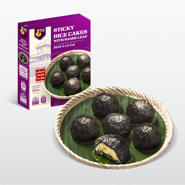 Hue One Food Sticky Rice Cakes With Ramie Leaf, Frozen 300 g