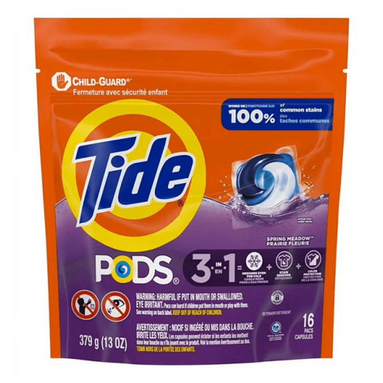 Tide Pods High Efficiency Laundry Detergent Pacs, Spring Meadow, 13 oz, 16 