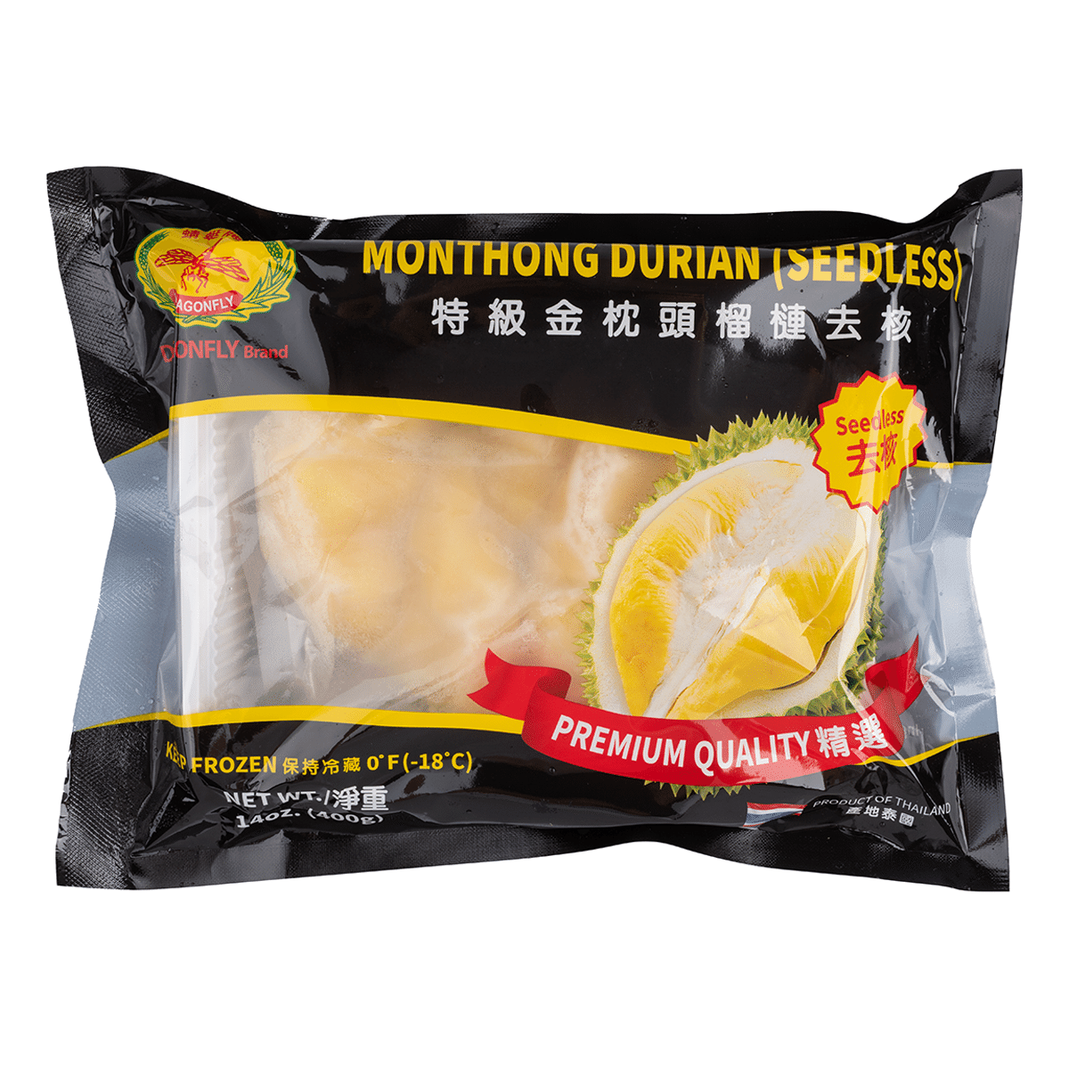 Dragonfly Premium Quality Durian Meat (Seedless), Frozen 14 oz
