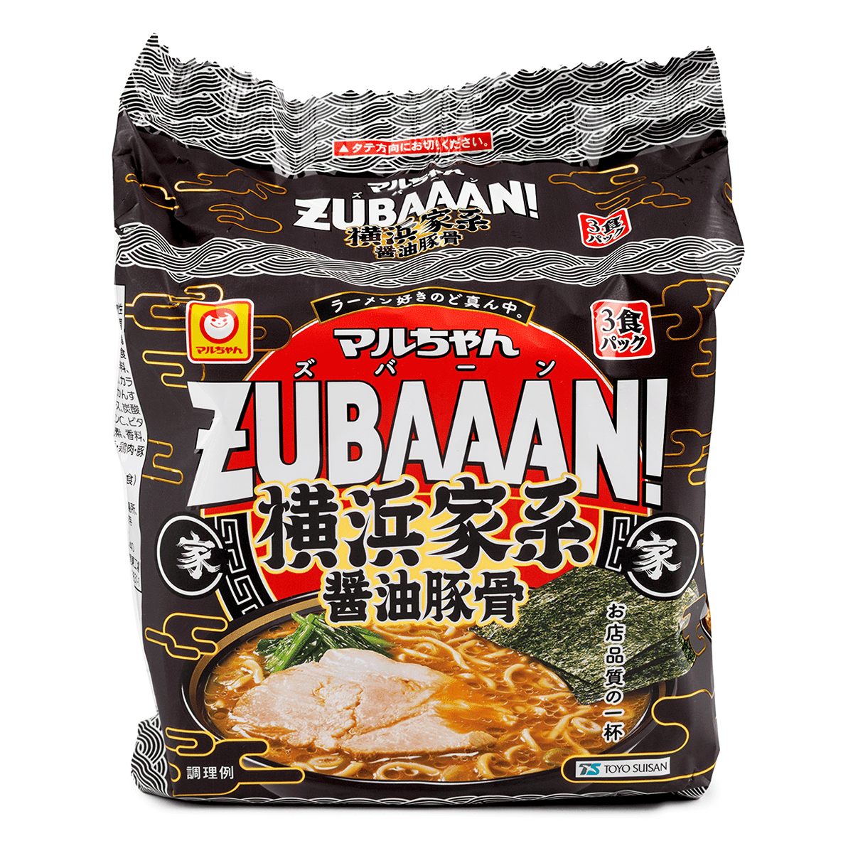 マルちゃん ZUBAAAAN! 横浜家系醤油豚骨 ラーメン 3食入り 390 グラム