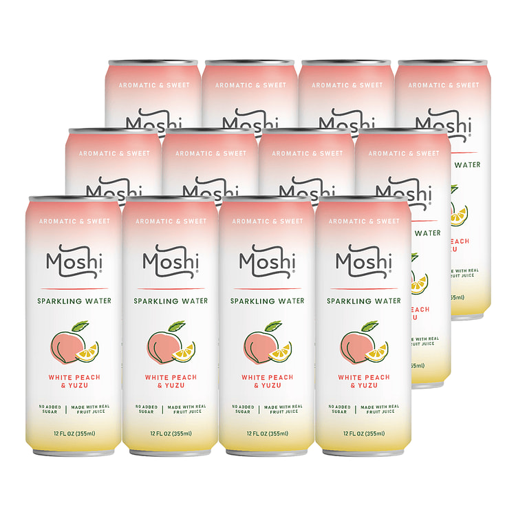 Moshi Sparkling Water White Peach and Yuzu Flavor 12Packs 12 onza(s) líquid