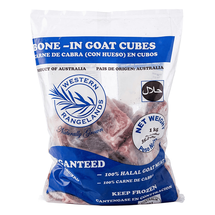 Bone In Goat Cubes  skinless Halal Frozen 2.2 lb