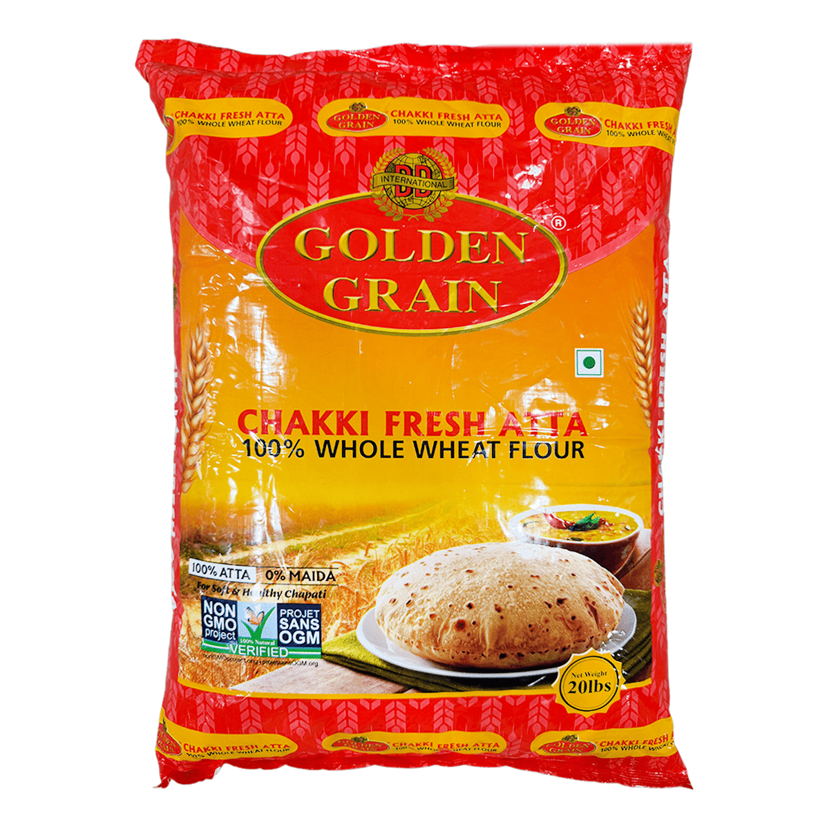 Golden Grain Chakki Fresh Atta/ Wheat Flour 20 lb