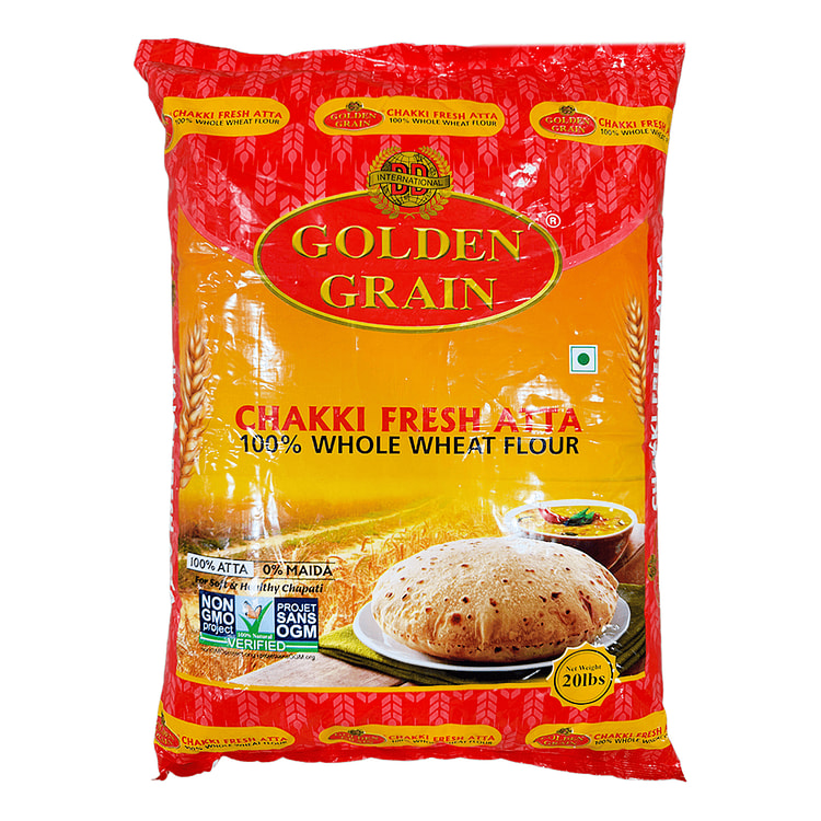 Golden Grain Chakki Fresh Atta/ Wheat Flour 20 lb
