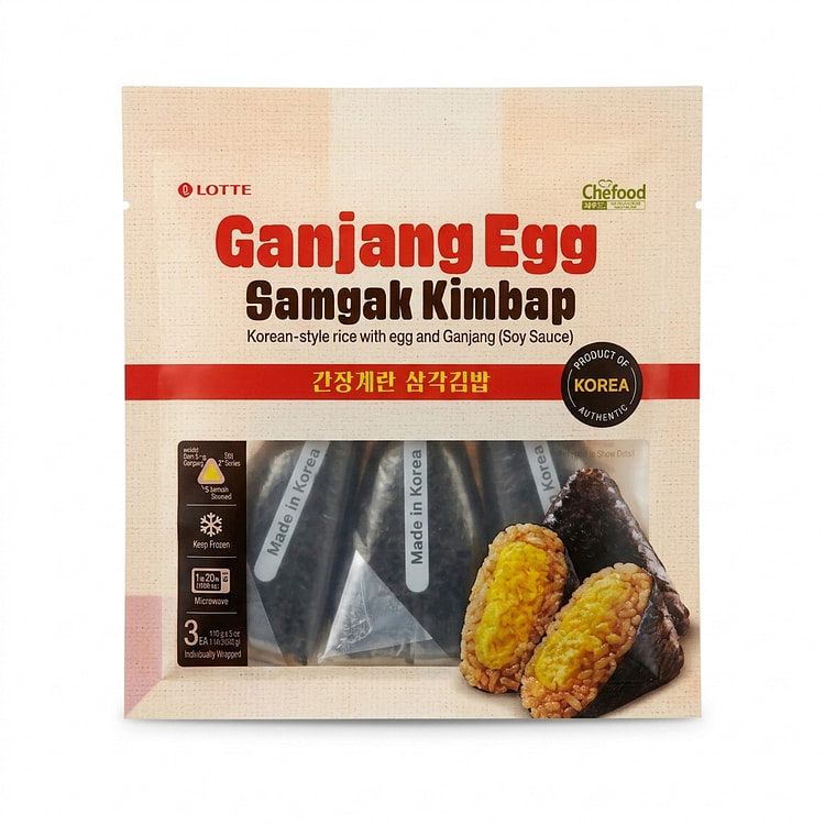 Lotte Chefood Samgak Kimbap Soy Egg 110g X 3pcs, Frozen 330 g