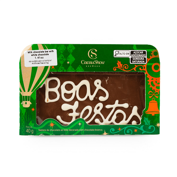 Chocoarte Boas Festas ao Leite Cacau Show 40 g