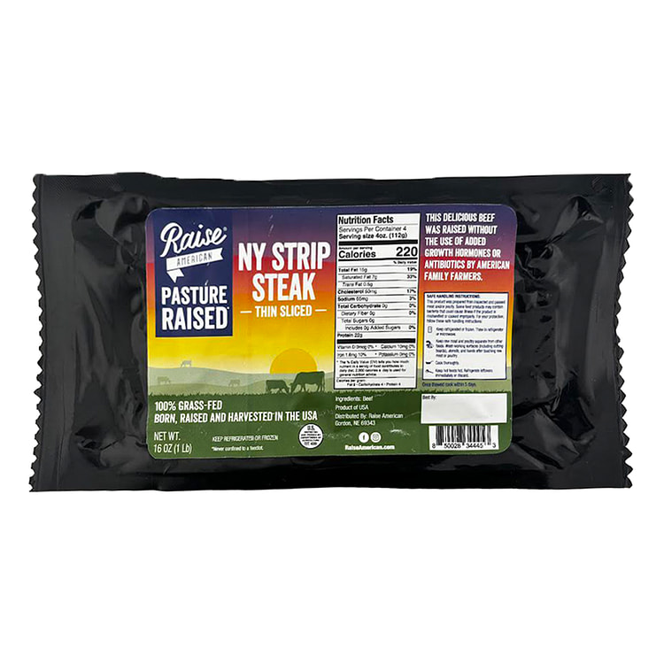 100% Grass Fed Angus Thin Sliced Strip Steak 1 lb