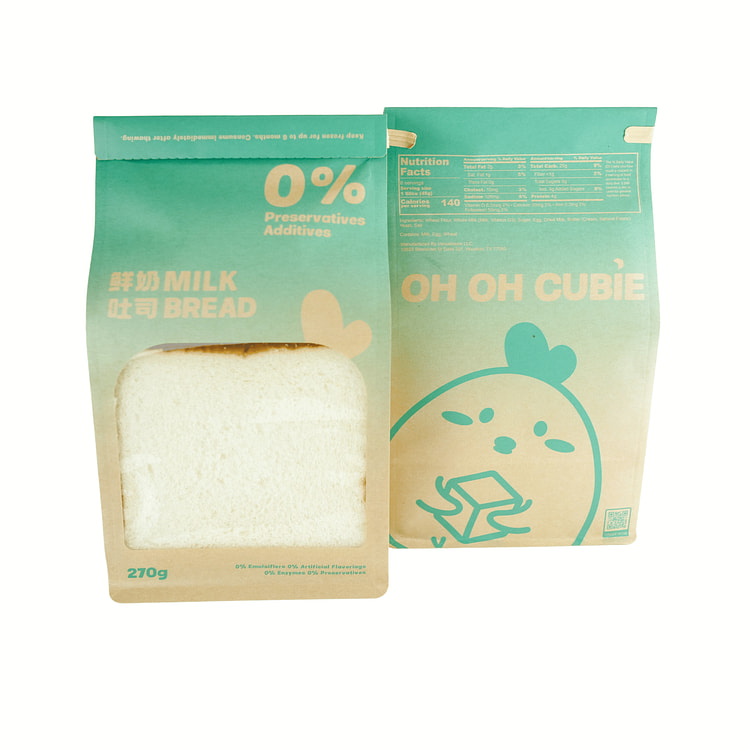 Oh Oh Cubie  鲜奶吐司 0%添加剂0%防腐剂 冷冻 270 克