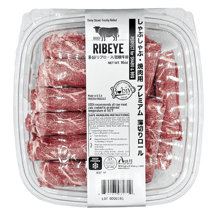 Beef Ribeye Slice Rolls for Shabu Shabu 1 lb