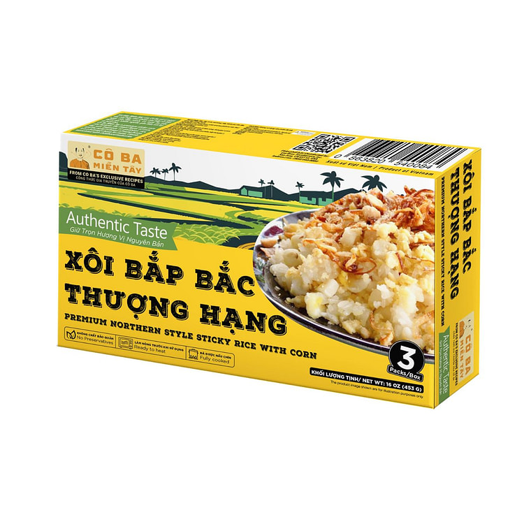Co Ba Mien Tay Premium Northern Style Sticky Rice with Corn, Frozen 16 盎司