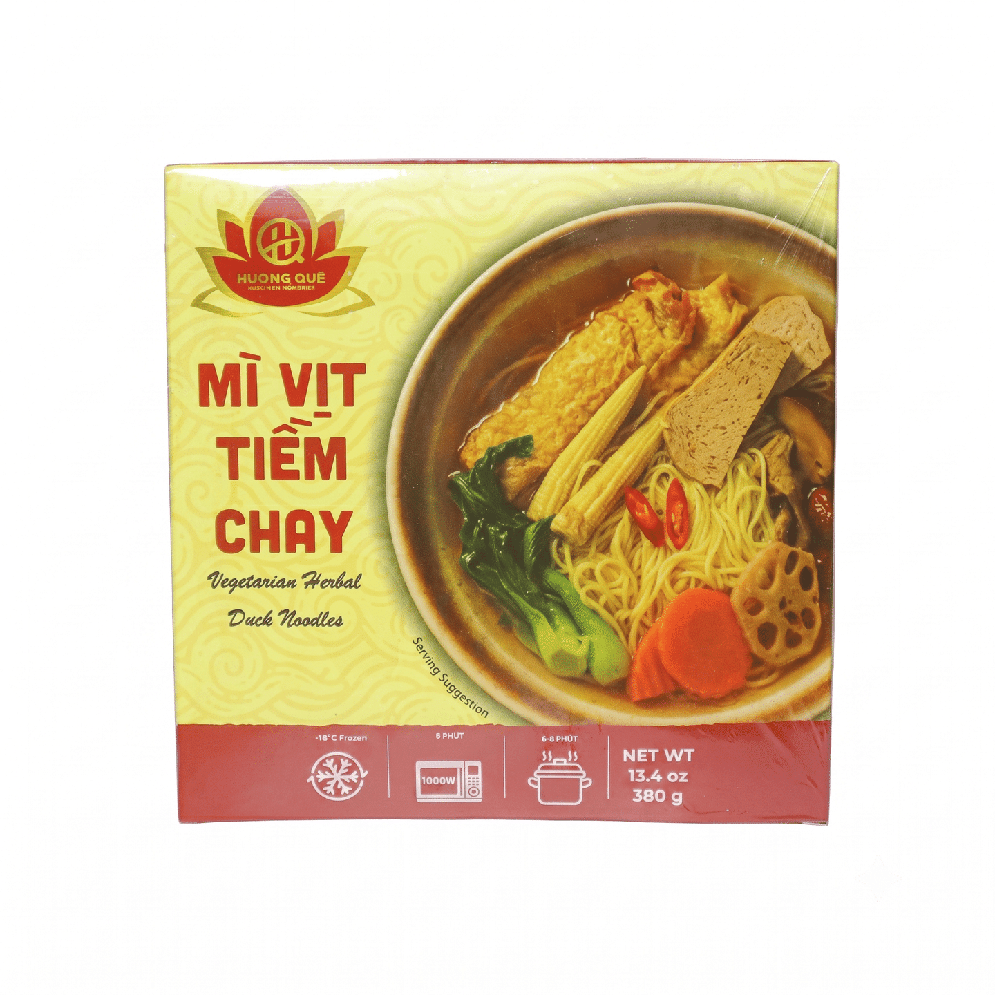 Huong Que Vegetarian Herbal Duck Noodle, Frozen 380 g