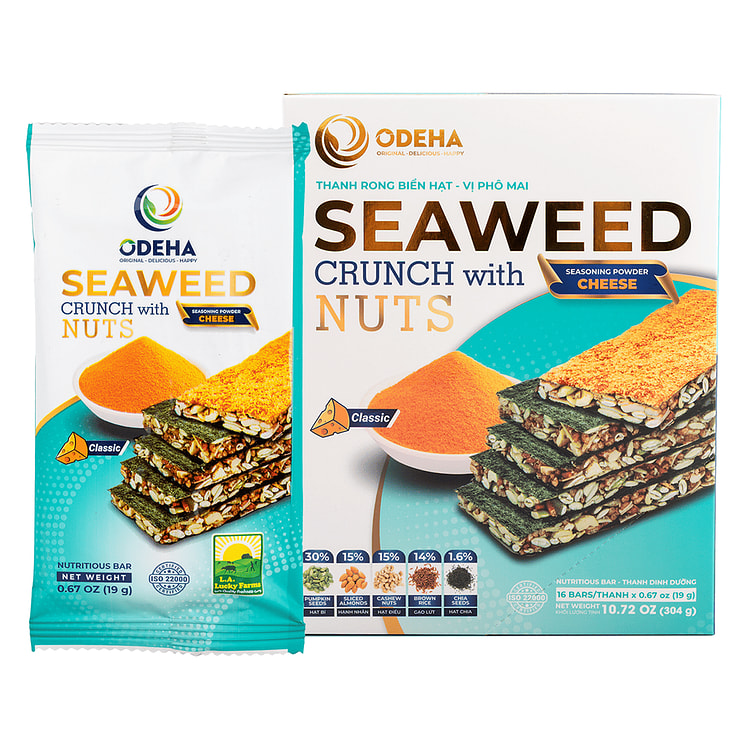 Odeha 海苔脆片，含坚果和芥末味 - 16条装 304 克