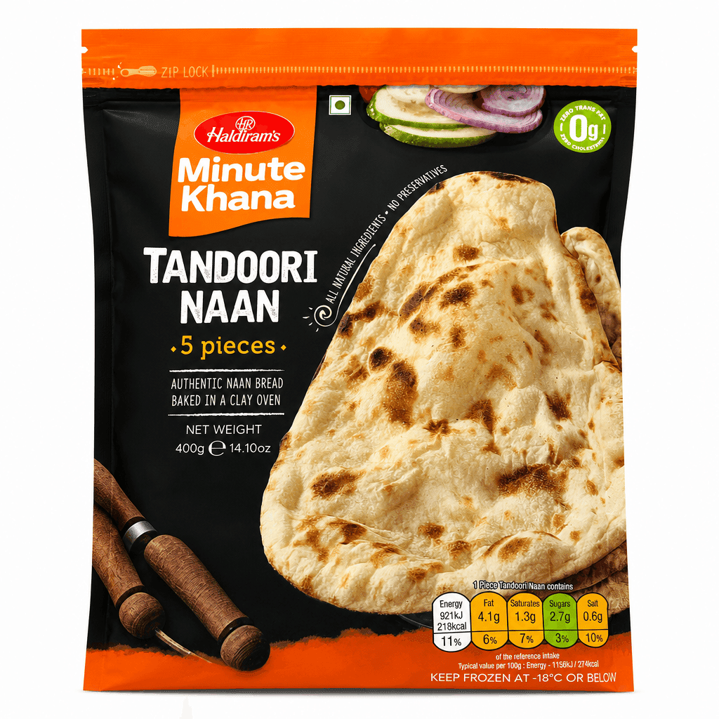 Haldiram Tandoori Naan 5pcs, Frozen 400 g 400 g