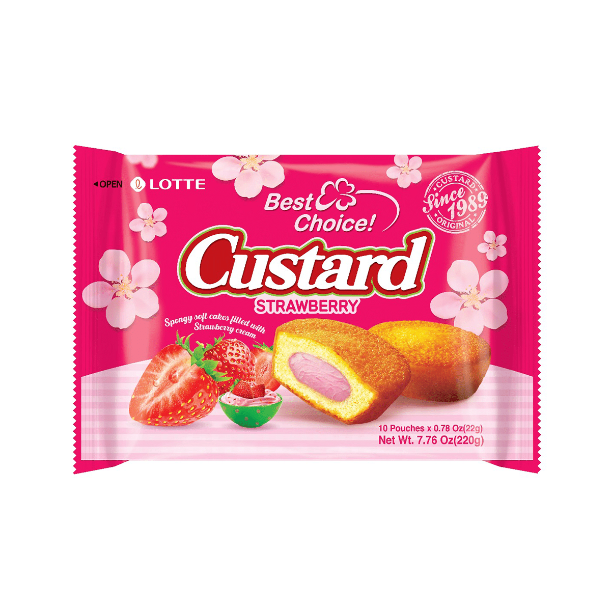 Lotte Custard Cake with Strawberry Cream 10 pcs 220 g