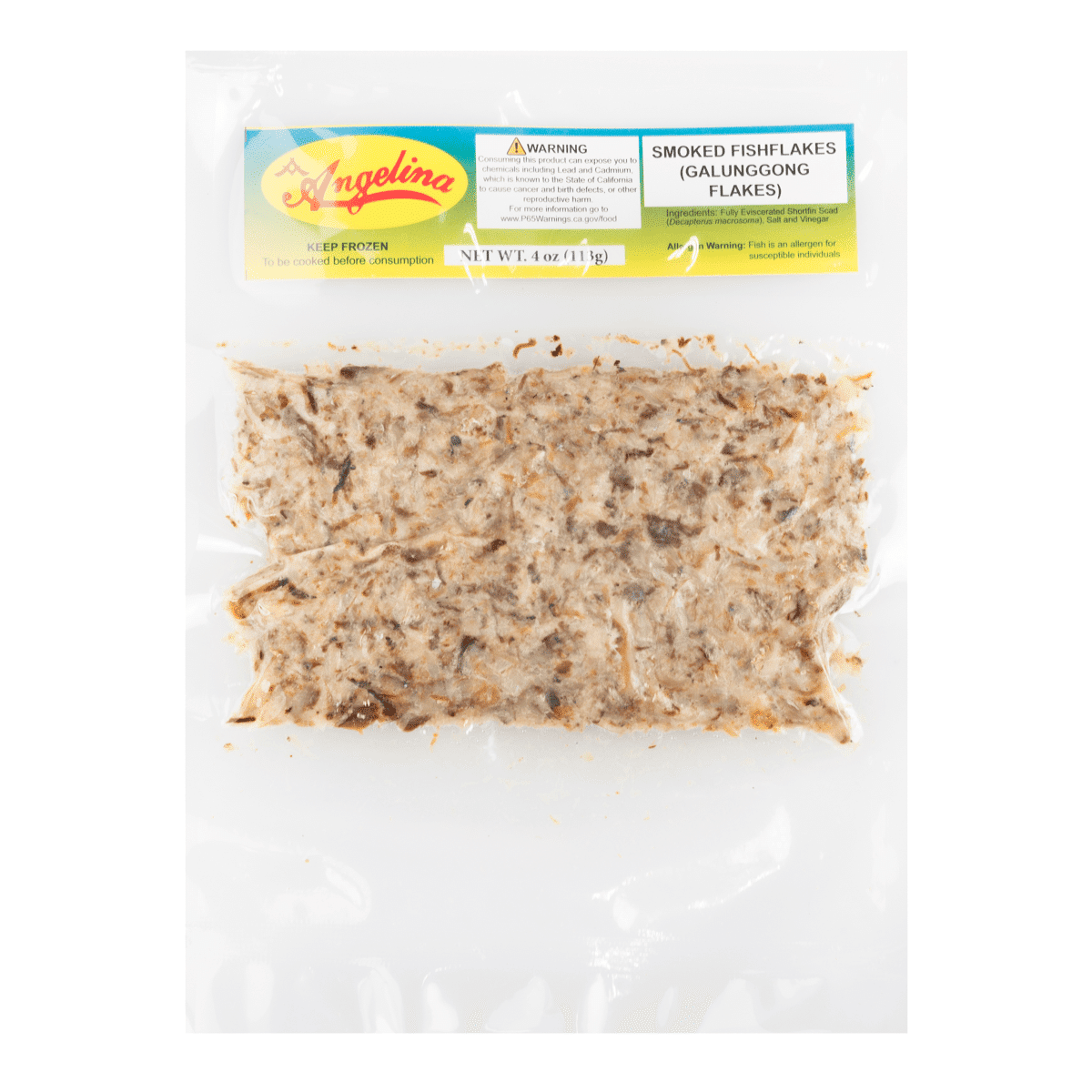Angelina Smoked Fish Flakes (Galunggong Flakes), Frozen 4 oz