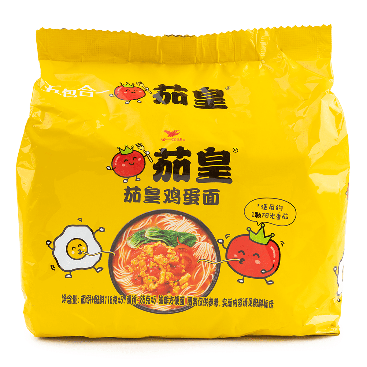 统一茄皇 番茄鸡蛋方便面 五连包 「番茄美味开拓者」116G *5 580 克
