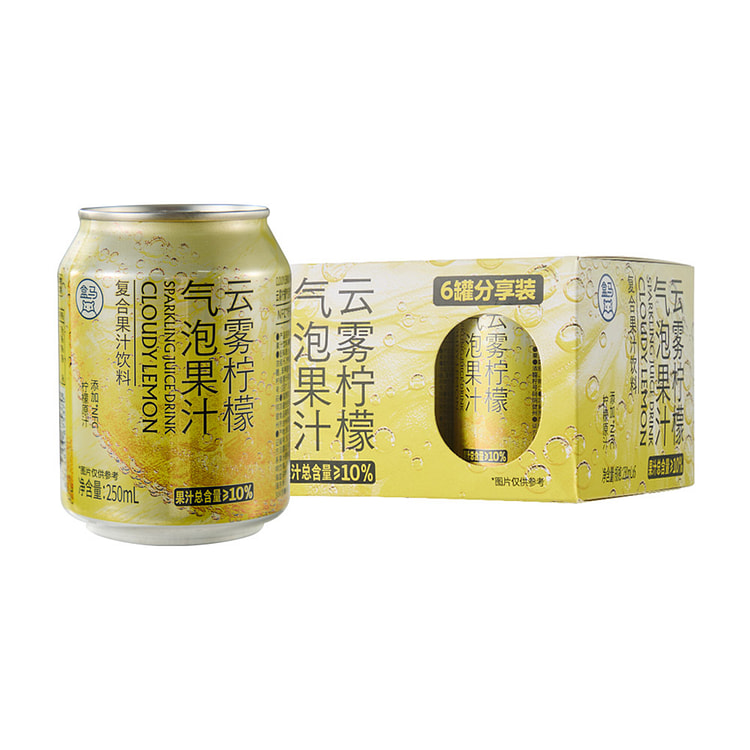 盒马 云雾柠檬气泡果汁(复合果汁饮料) 250 毫升*6 罐