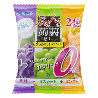 ORIHIRO 蒟蒻ゼリー ピーチ・マンゴー・グレープ味24枚入 480 グラム