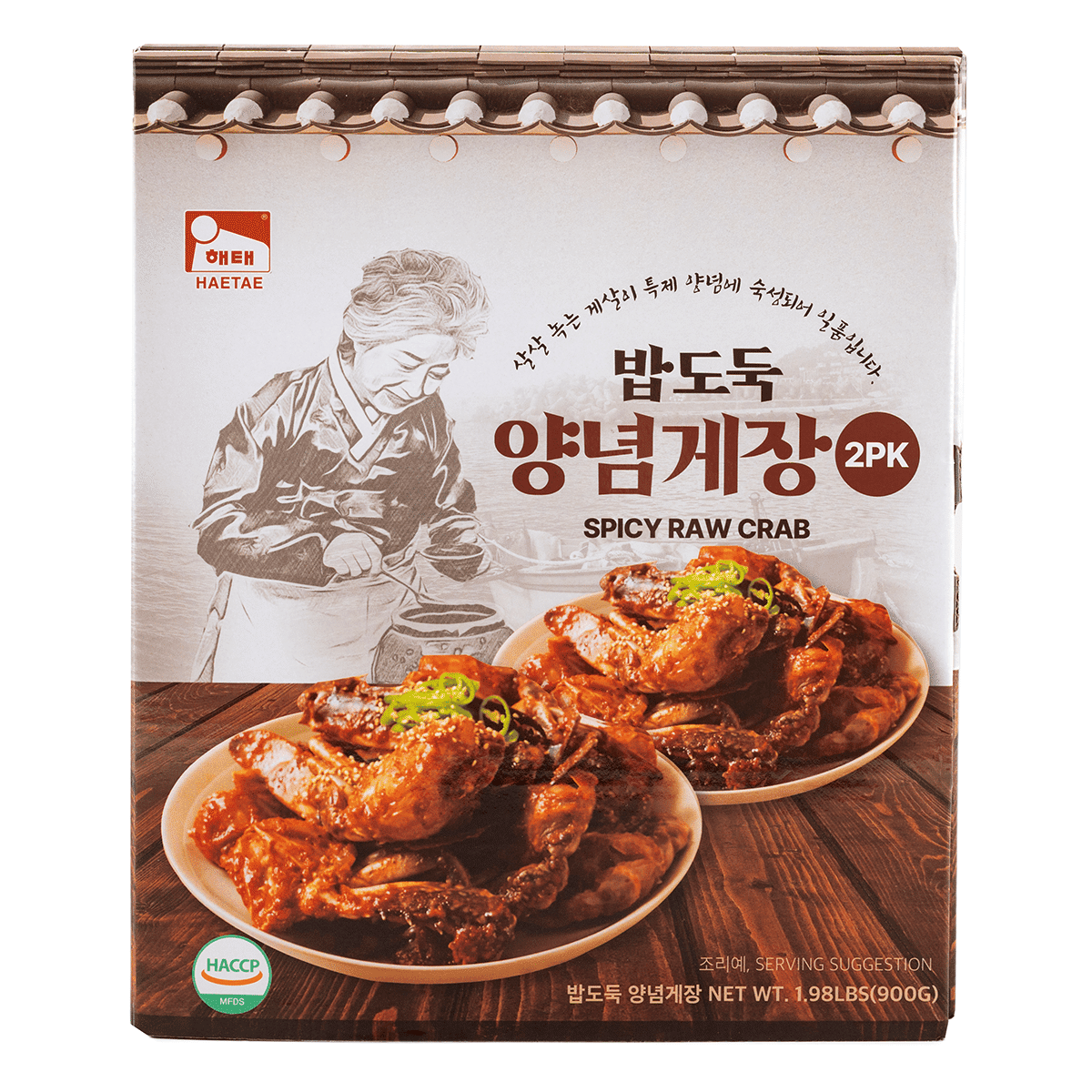 HAETAE Korean Spicy Marinated Crab (Yangnyeom Gejang) 2pk, Frozen 900 g