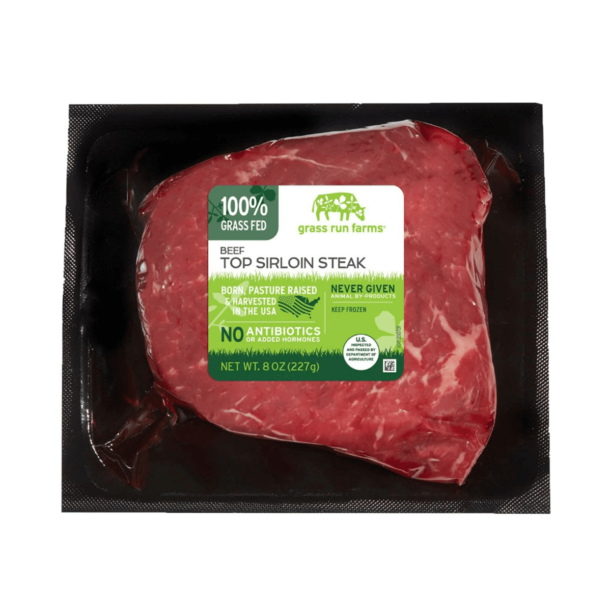 Grass Run Farms Grass Fed Beef Top Sirloin Steak, Frozen 8 oz