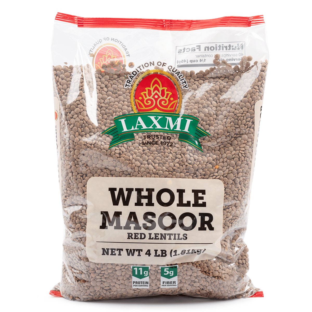 Laxmi Whole Masoor Matki Dal (Red Lentil) 4 lb*10 pack