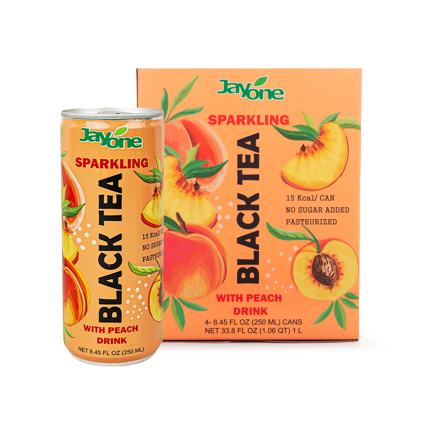Bebida Espumante de Chá Preto e Pêssego Jayone 8.45 fl.oz*4 can