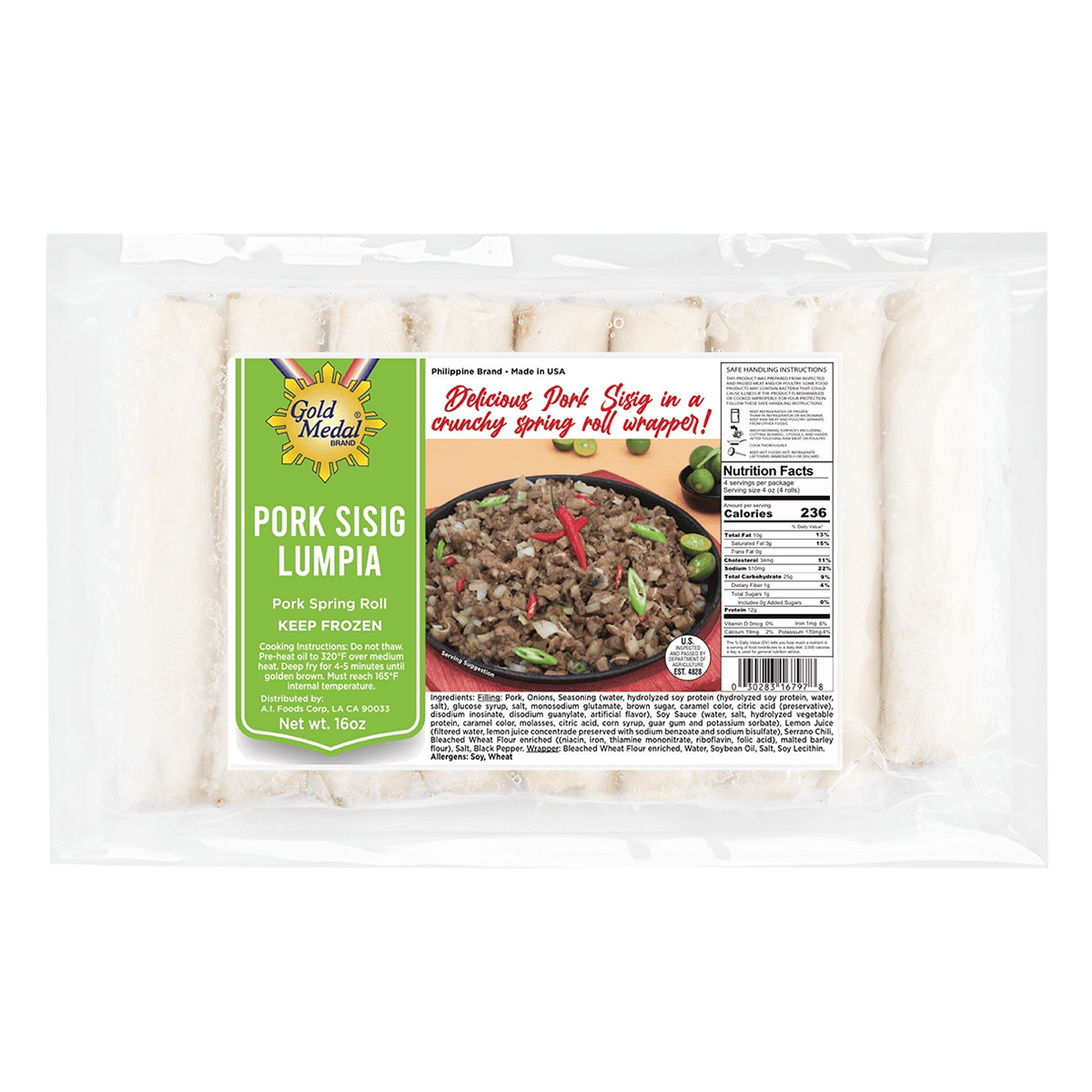 Gold Medal Pork Sisig Lumpia, Frozen 16 oz