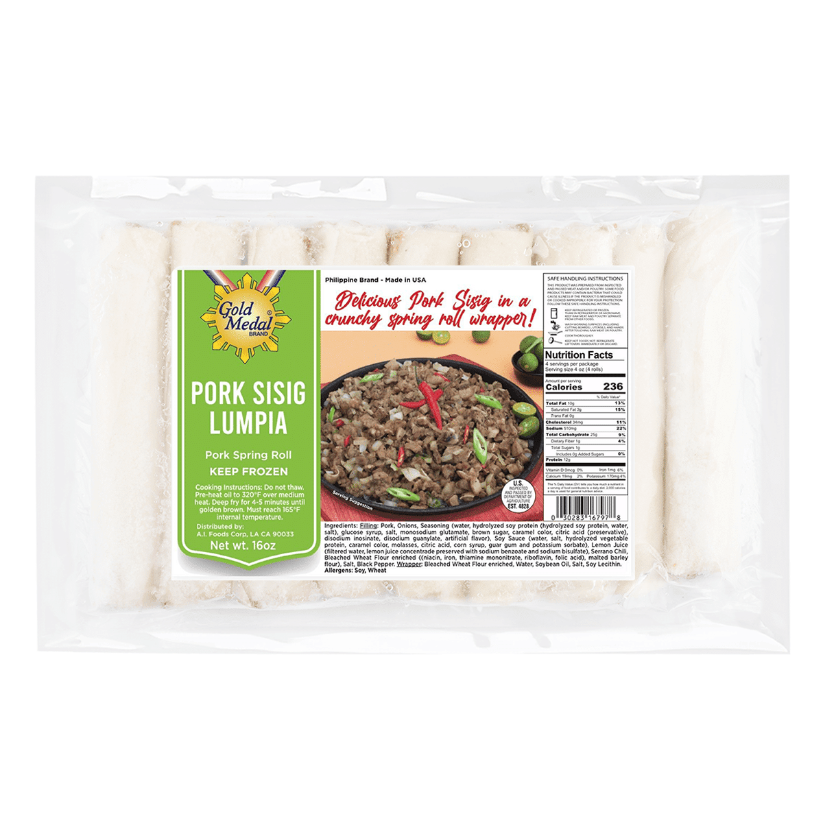 Gold Medal Pork Sisig Lumpia, Frozen 16 oz