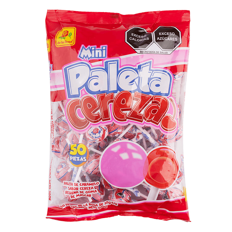 De La Rosa Mini Paleta Cereza Cherry Flavor with Gum 50 cái